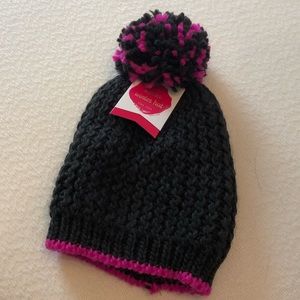 Grey and pink beanie
